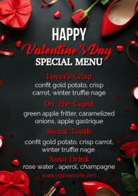 Black Maximalist Valentinesdayspecialmenu A4 template