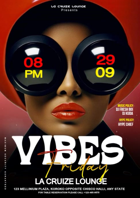Black Maximalist Vibes Friday Night Party A4 Template | PosterMyWall