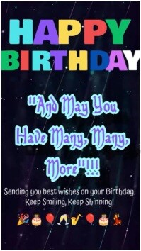 Black Maximalist Vibrant Birthday Wish Poster  Digital Display (9:16) template