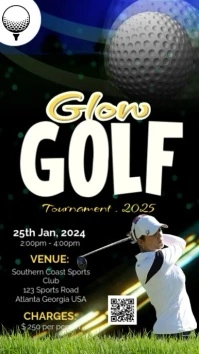 Black Maximalist Video Golf Tournament Ads Instagram Story template