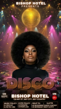 Black Maximalist Vintage Disco Poster, Flyer, Instagram Story template