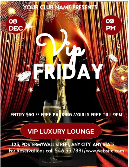 Copy of Black Maximalist Vip Friday Party Template Flyer (us Letter ...