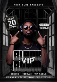 Black Maximalist Vip Room Party A4 template