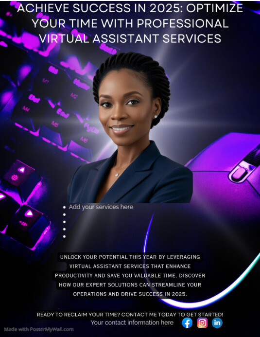Assistant Manager Flyer Black Maximalist Virtual Assistant Career Flyer Flyer (us Letter ...