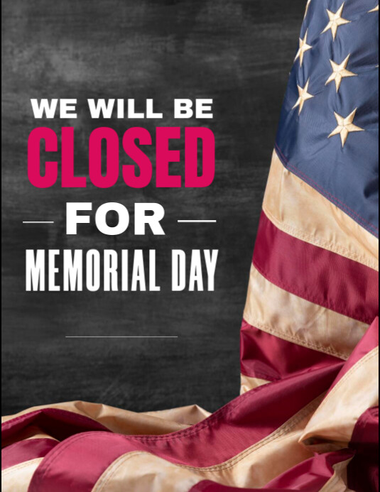 Black Maximalist We Will Be Closed For Memorial Day Flyer (us Letter) Pamflet (VSA Brief) template