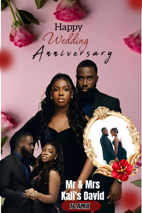 Black Maximalist Wedding Anniversary  Pinterest Graphic template