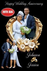 Black Maximalist Wedding Anniversary Video Flyer  Poster template