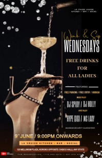 Black Maximalist Wednesday Party  Half Page Wide template