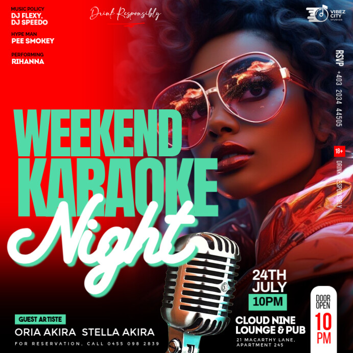 Black Maximalist Weekend Karaoke Night Party Flyer For Social Media Instagram Post template