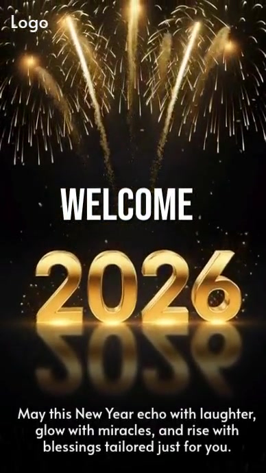 Black Maximalist Welcome 2026 • Happy New Year Message Digital Display ...