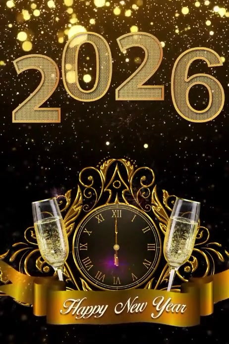 Black Maximalist Welcome 2026 Happy New Year Flyer Poster Template ...