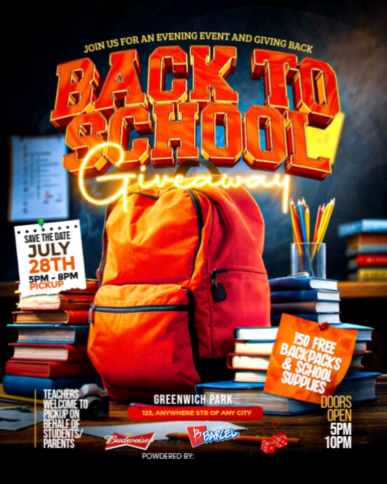 Black Maximalist Welcome Back To School Flyer  Instagram Portrait template