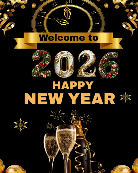Black Maximalist Welcome To 2026 / Happy New Instagram Portrait ...