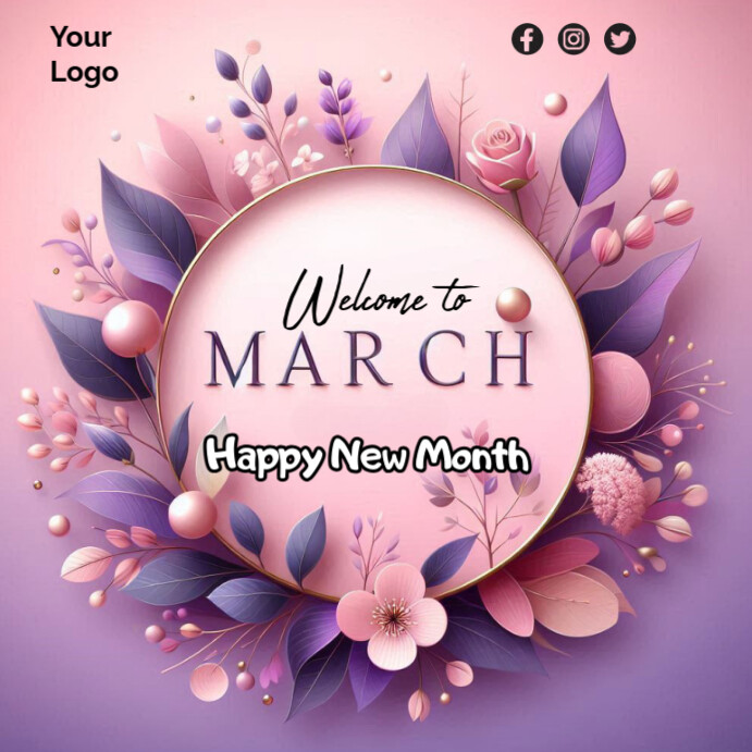 Black Maximalist Welcome To March New Month Social Media Template ...
