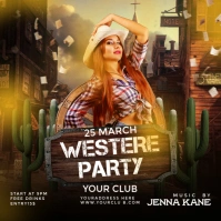 Black Maximalist Western Party Flyer Instagram Post template