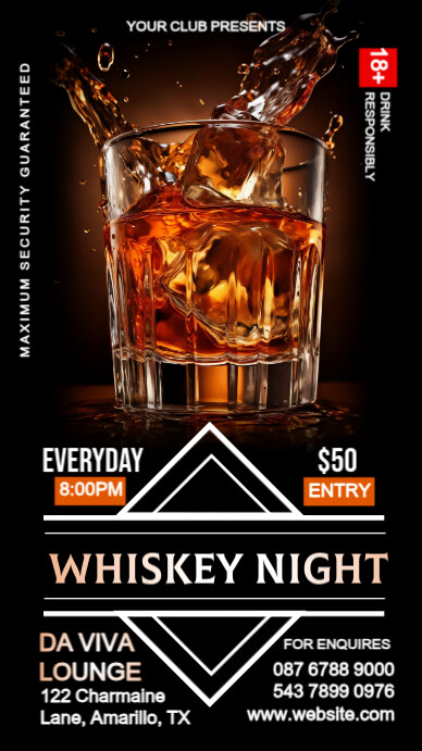 Black Maximalist Whiskey Night  Instagram Story template