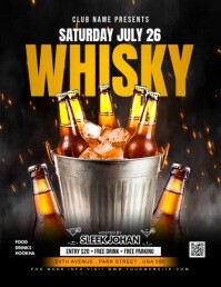 Black Maximalist Whisky Night Party Bar Flyer Flyer (us Letter) Volante (Carta US) template