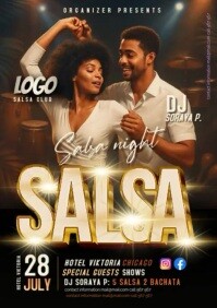 Black Maximalist White And Gold Photostyle Salsa Poster A4 template