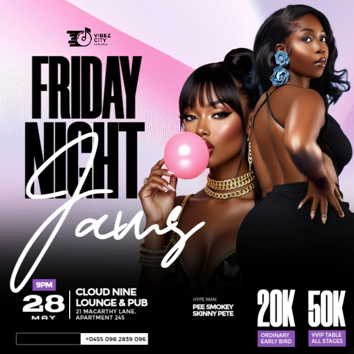 Black Maximalist White Maximalist Friday Baddies Night Party Event Flyer For Social Media For Social Instagram Post template
