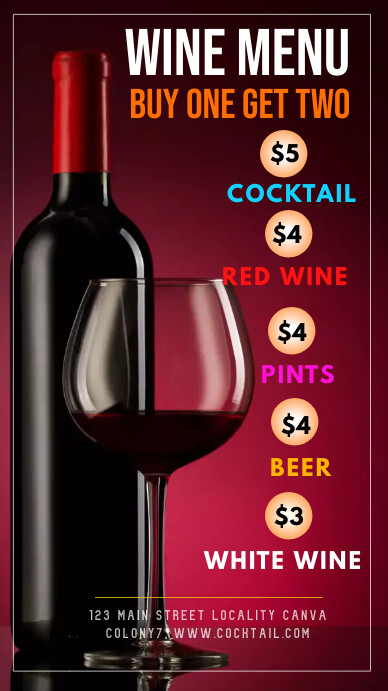 Black Maximalist Wine Menu Ads Instagram Stor template