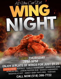 Black Maximalist Wing Night Thursdays Flyer (us Letter) template