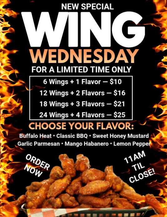 Wingstack Promotion Display Plantilla de Black Maximalist Wing Wednesday Promotion Flyer | PosterMyWall