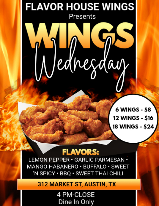 Wings Wednesday Promotion Template | PosterMyWall