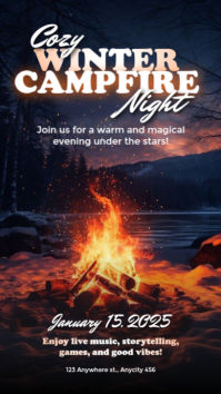 Black Maximalist Winter Campfire Night  Instagram Story template