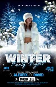Black Maximalist Winter Party Night Ad Half Page Wide Media Página Ancho template