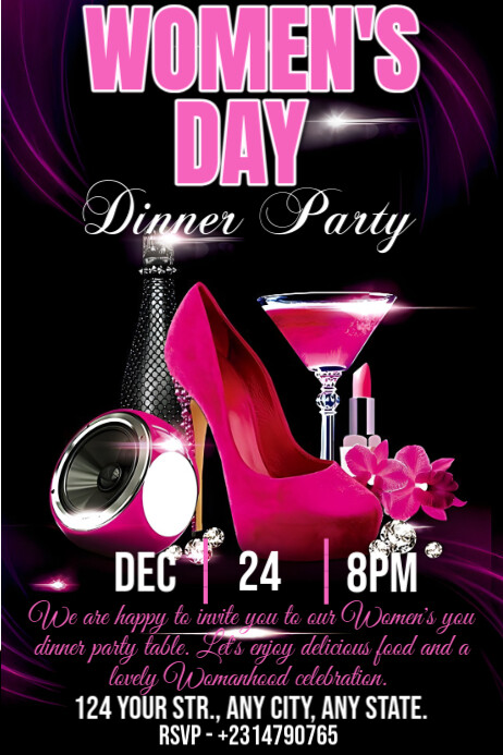 Black Maximalist Women's Day Party Poster Template | PosterMyWall