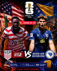 Black Maximalist World Cup Soccer Match USA vs Bosnia & Herzegovina Instagram Portrait template