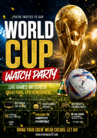 Black Maximalist World Cup Watch Party A4 template