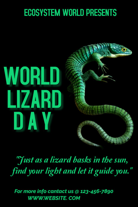 Black Maximalist World Lizard Day Poster Template | PosterMyWall
