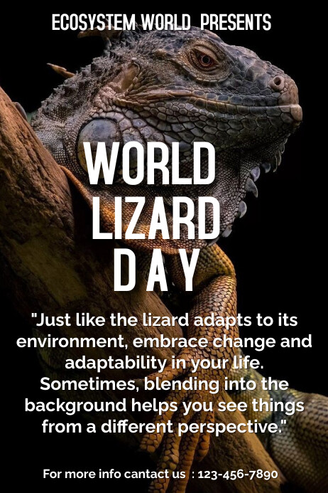 Black Maximalist World Lizard Day Poster Template | PosterMyWall