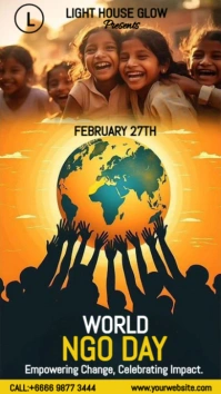 Black Maximalist World Ngo Day Digital Display (9:16) template