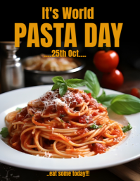Black Maximalist World Pasta Day Flyer (us Letter) template