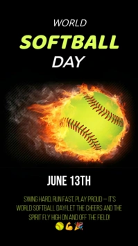 Black Maximalist World Softball Day  Instagram Story template