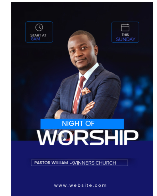 Black Maximalist Worship Night Church Flyer Instagram Portrait Template ...