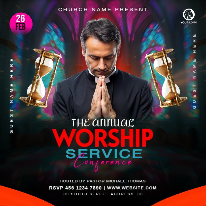 Black Maximalist Worship Service Instagram Post Template | PosterMyWall