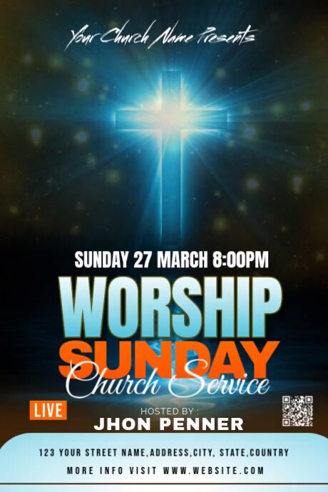 Black Maximalist Worship-sunday-service-ad-video-flyer Poster Plakkaat template