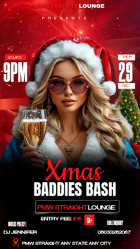 Black Maximalist Xmas Baddies Bash  Digital Display (9:16) template