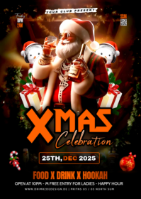 Black Maximalist Xmas Party Flyer A6 template
