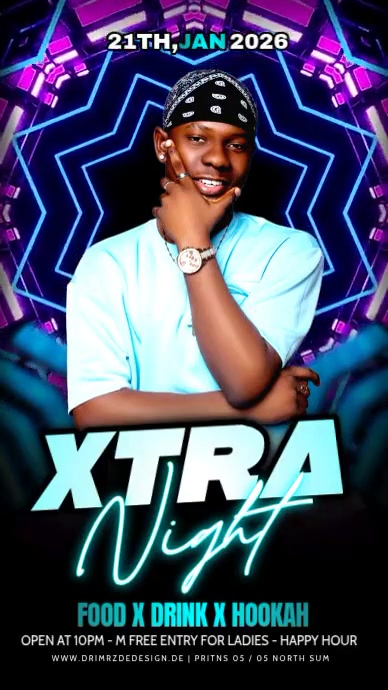 Black Maximalist Xtra Night Party Instagram Story Template | PosterMyWall