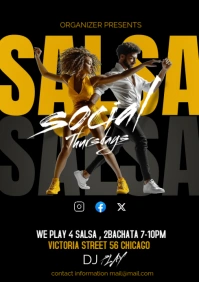 Black Maximalist Yellow And Black Salsa Socia A4 template