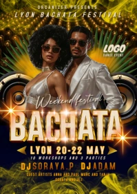 Black Maximalist Yellow And Light Bachata Dance A4 template