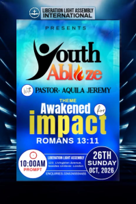 Black Maximalist Youth Revival Conference Flyer. Church Events Video Flyer  Poster template