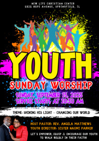 Black Maximalist Youth Sunday Services Flyer  A4 template