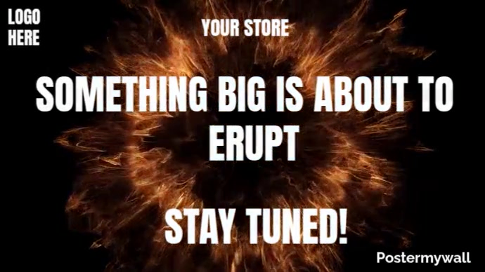 Black Maximalist 🌋 Something Big Is About To Erupt — Stay Tuned! Digital Display (16:9) template