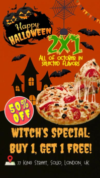 Black Maximalista Instagram Reel Special Offer For Pizzerias, Black And Orange For Halloween Reel De template