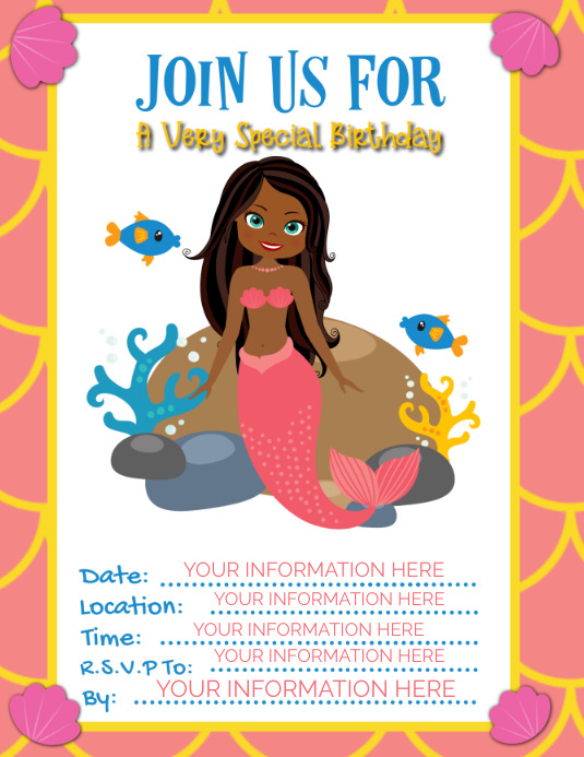 Copy of Black Mermaid | Birthday Invitation | PosterMyWall